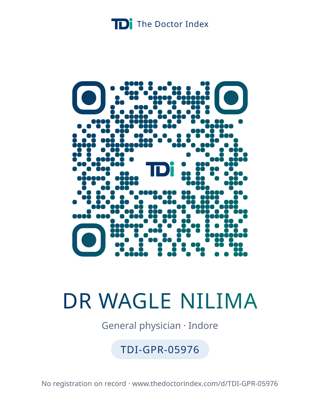 QR card for Dr Wagle Nilima, TDI-GPR-05976