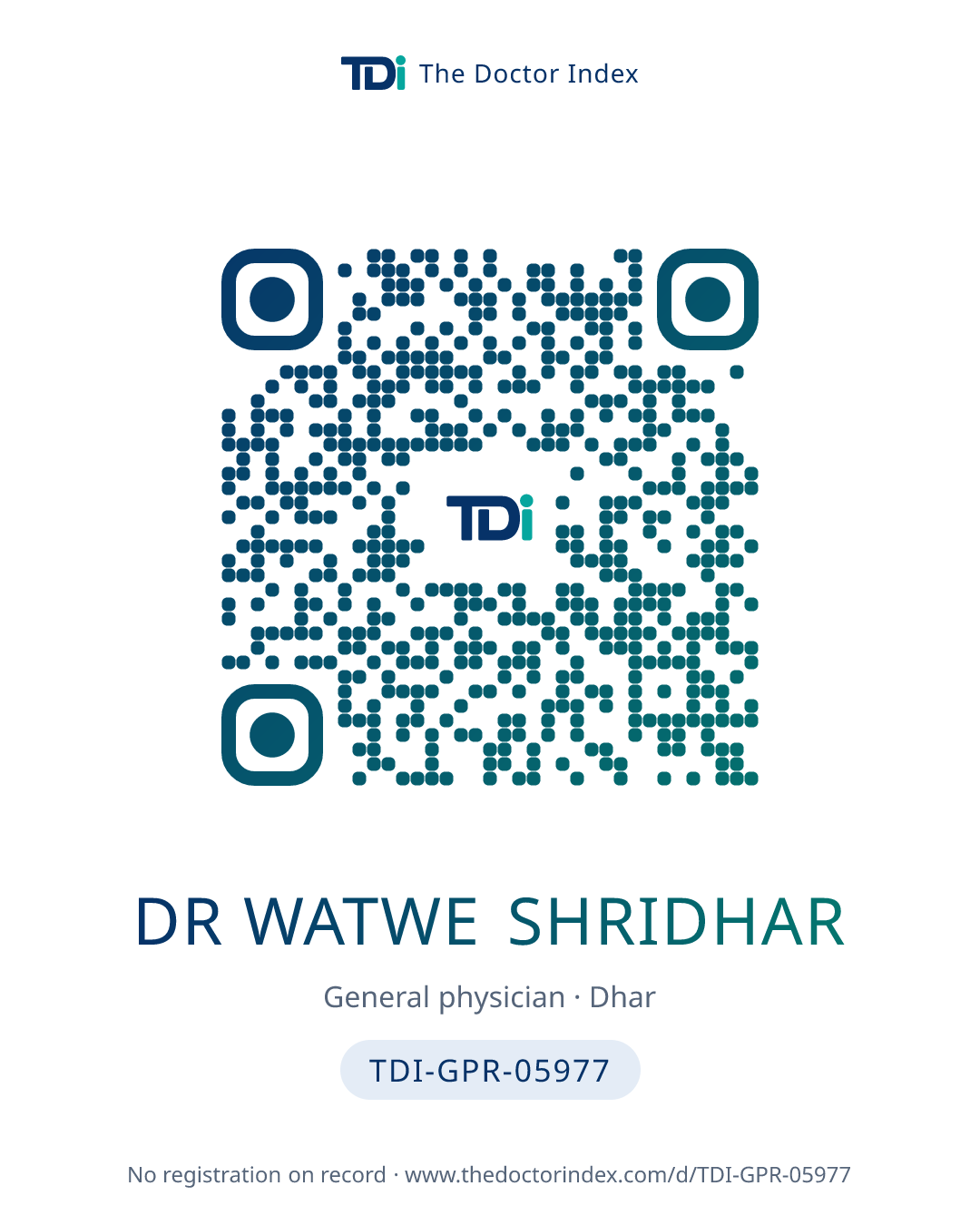 QR card for Dr Watwe Shridhar, TDI-GPR-05977