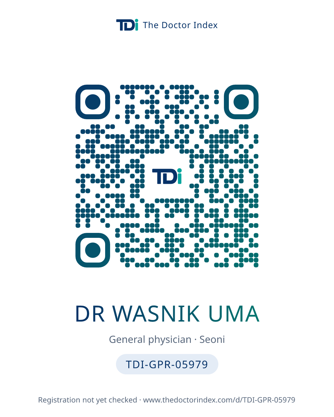 QR card for Dr Wasnik Uma, TDI-GPR-05979