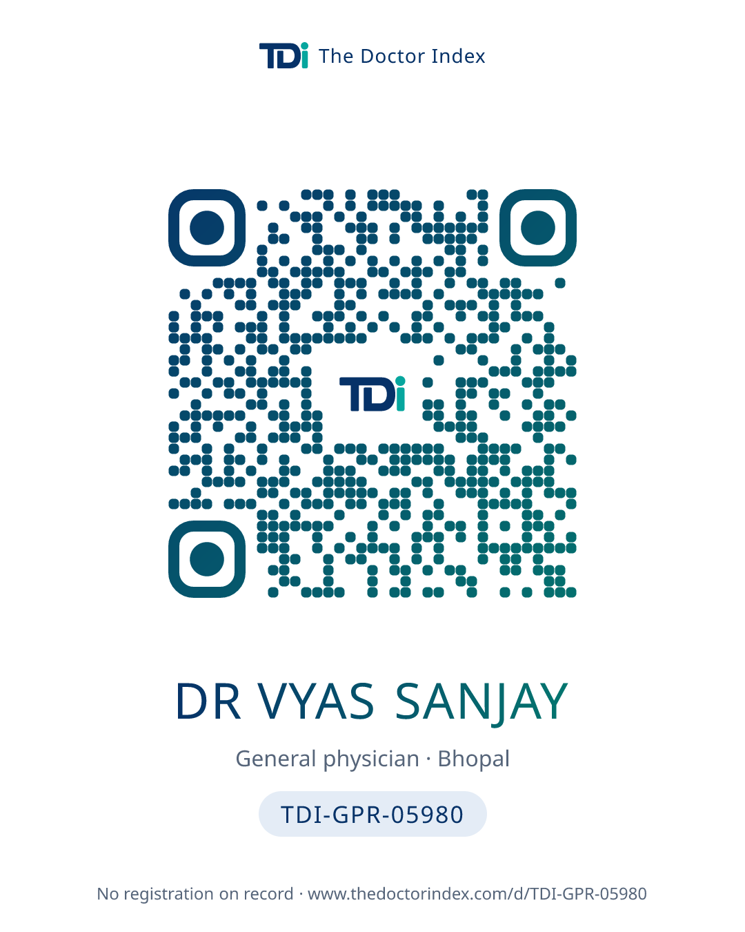 QR card for Dr Vyas Sanjay, TDI-GPR-05980