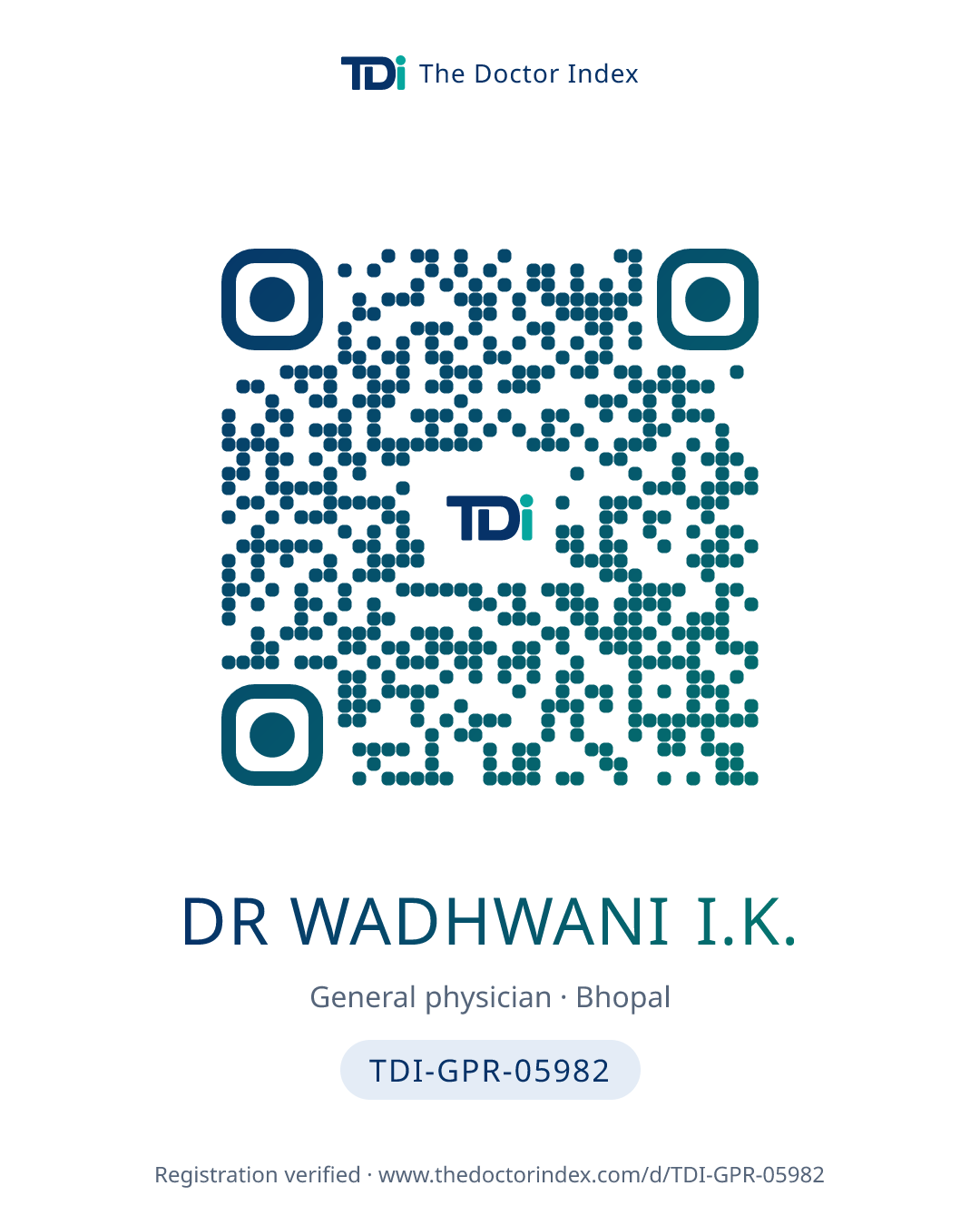 QR card for Dr Wadhwani I.K., TDI-GPR-05982