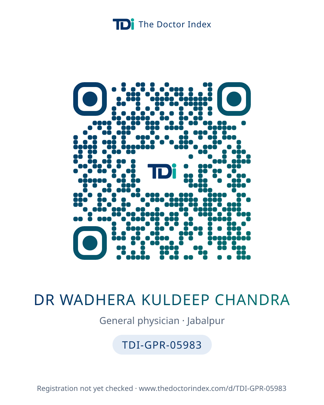 QR card for Dr Wadhera Kuldeep Chandra, TDI-GPR-05983
