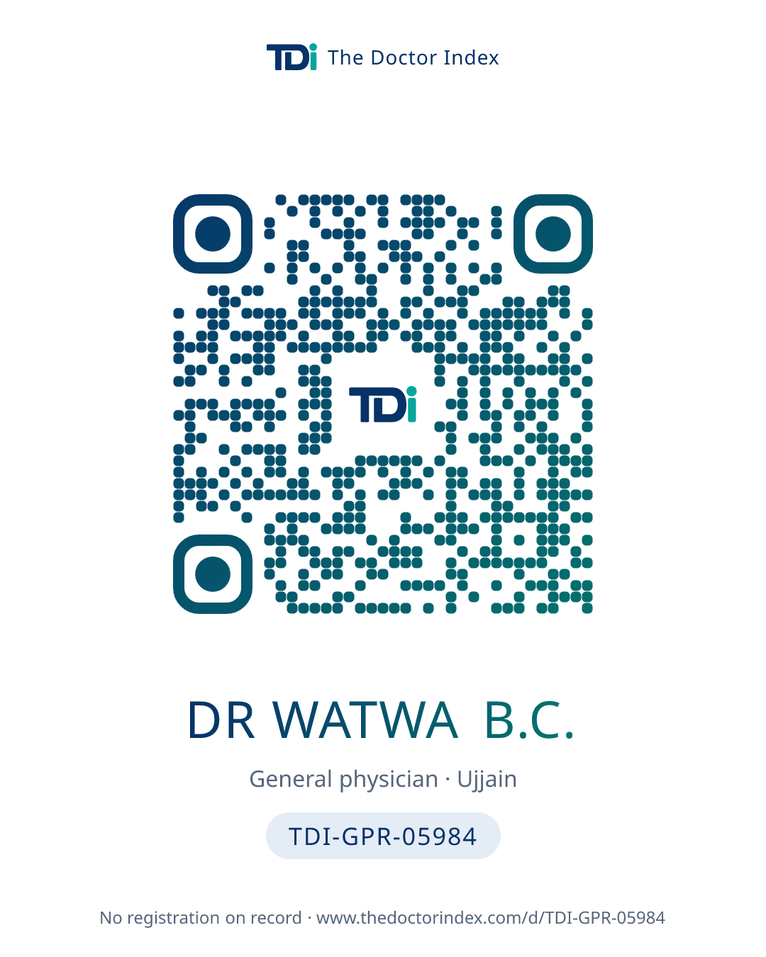 QR card for Dr Watwa B.C., TDI-GPR-05984
