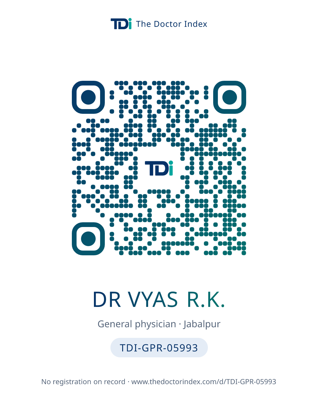 QR card for Dr Vyas R.K., TDI-GPR-05993