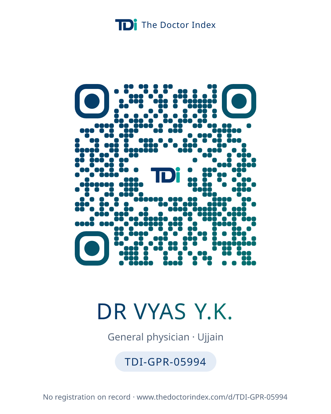 QR card for Dr Vyas Y.K., TDI-GPR-05994