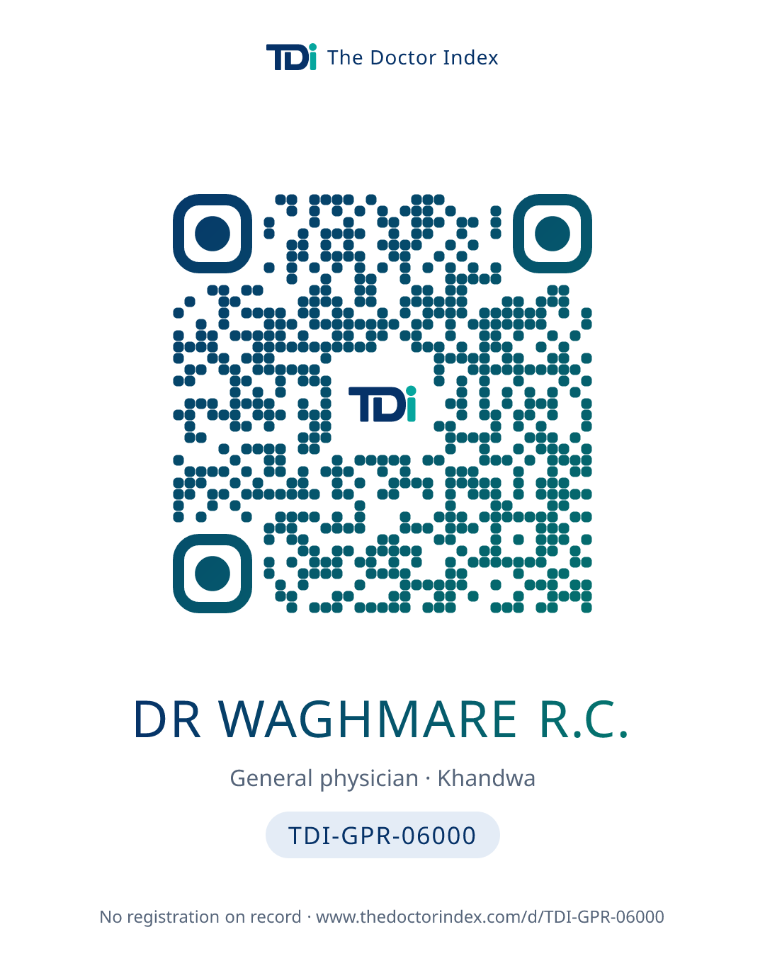 QR card for Dr Waghmare R.C., TDI-GPR-06000