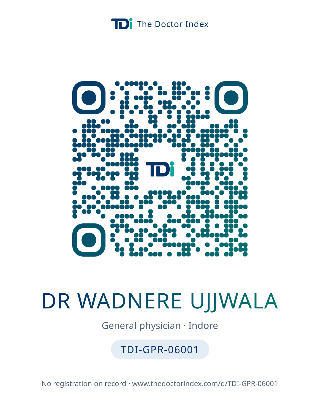 QR card for Dr Wadnere Ujjwala, TDI-GPR-06001