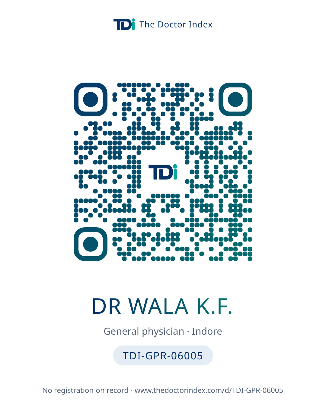 QR card for Dr Wala K.F., TDI-GPR-06005