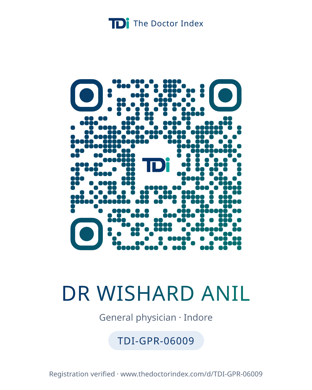 QR card for Dr Wishard Anil, TDI-GPR-06009