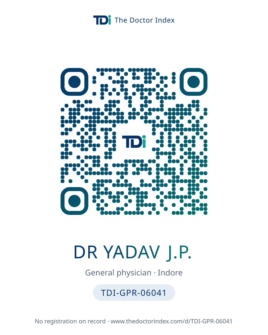 QR card for Dr Yadav J.P., TDI-GPR-06041