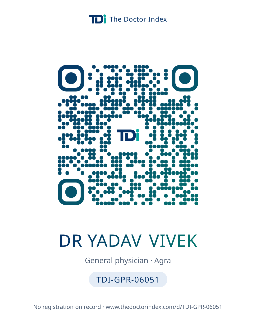 QR card for Dr Yadav Vivek, TDI-GPR-06051