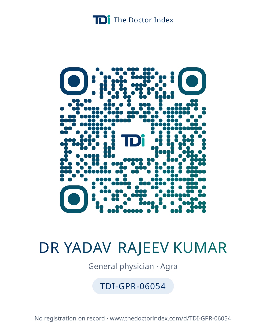 QR card for Dr Yadav Rajeev Kumar, TDI-GPR-06054