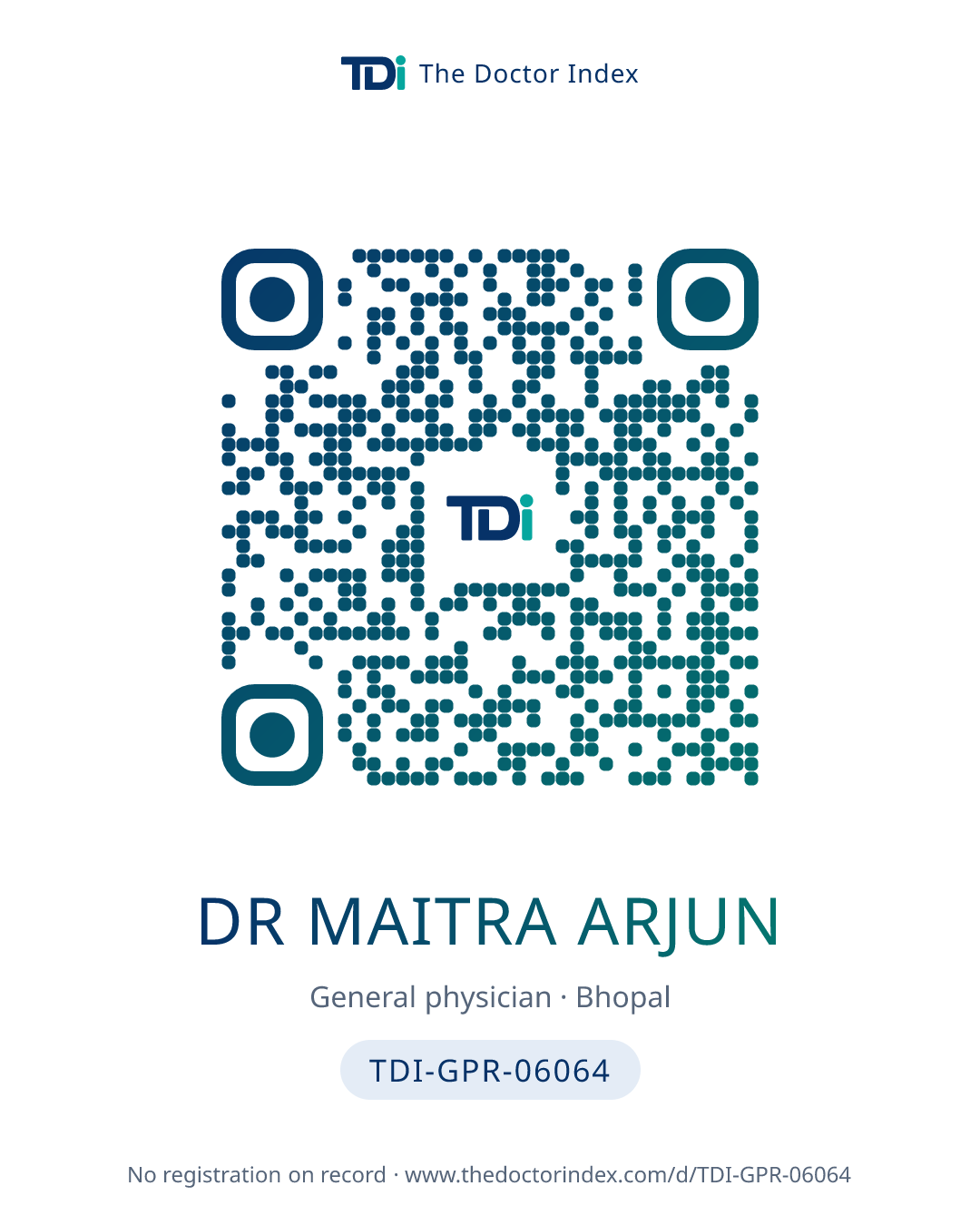 QR card for Dr Maitra Arjun, TDI-GPR-06064
