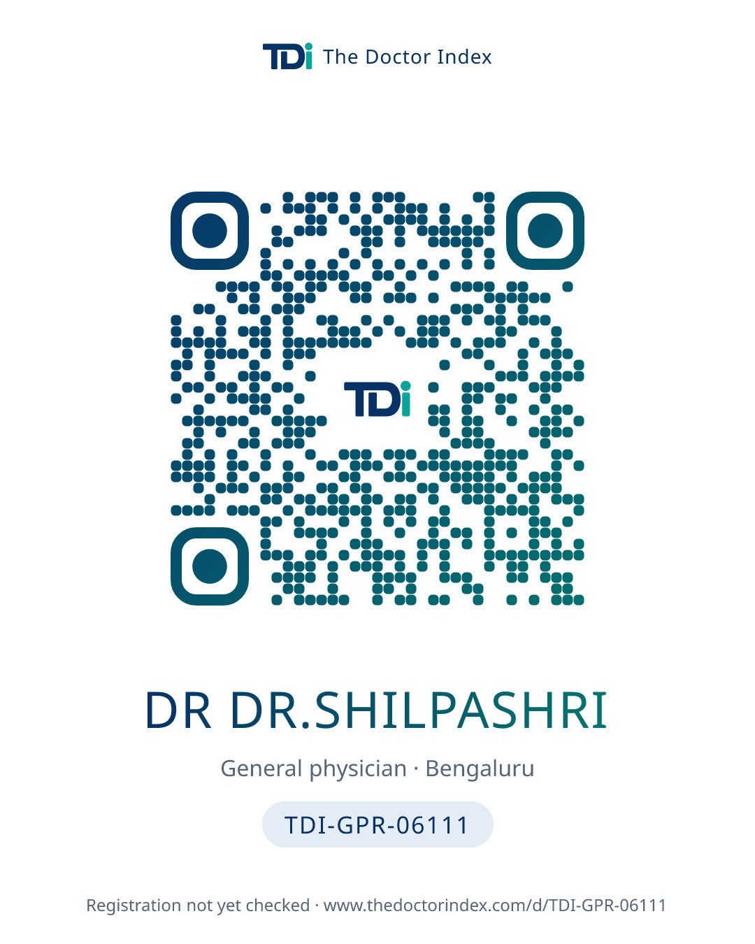 QR card for Dr Dr.shilpashri, TDI-GPR-06111