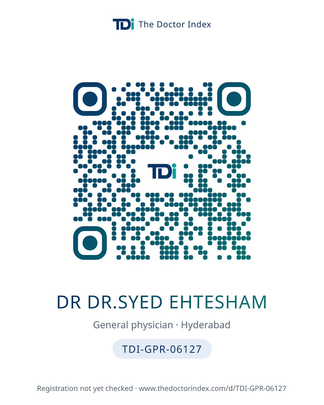 QR card for Dr Dr.syed Ehtesham, TDI-GPR-06127