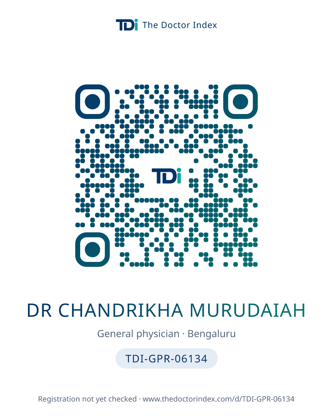 QR card for Dr Chandrikha Murudaiah, TDI-GPR-06134