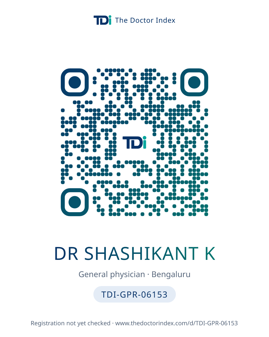 QR card for Dr Shashikant K, TDI-GPR-06153