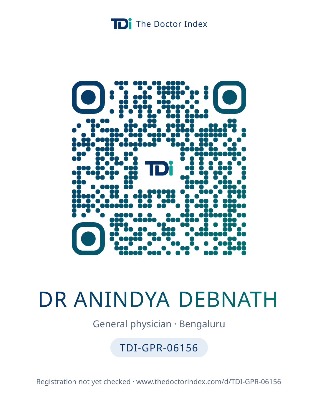 QR card for Dr Anindya Debnath, TDI-GPR-06156