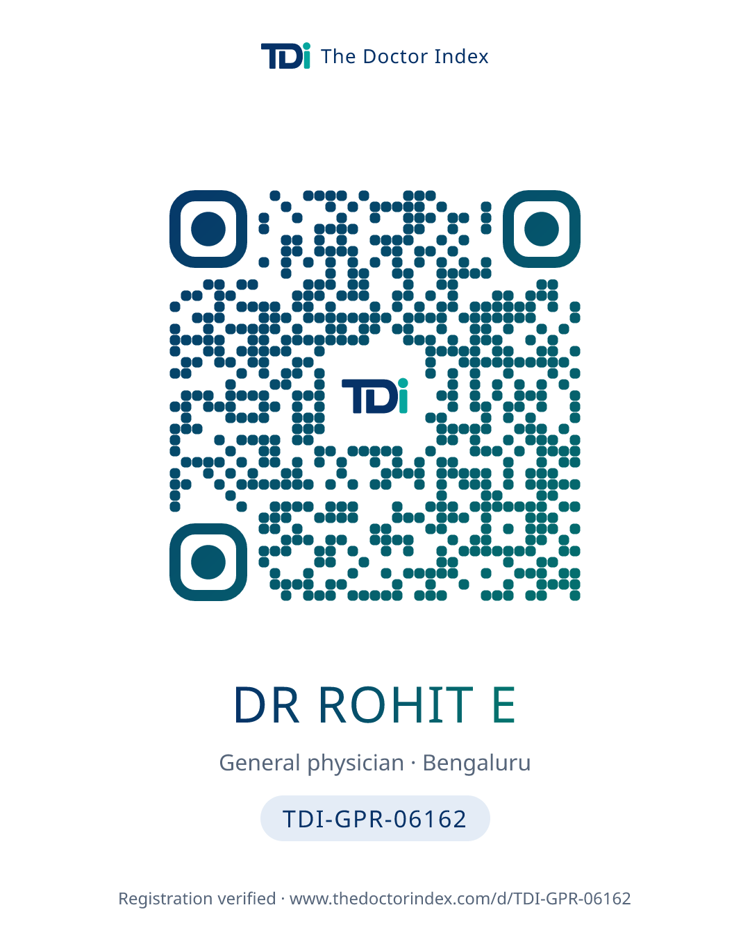 QR card for Dr Rohit E, TDI-GPR-06162