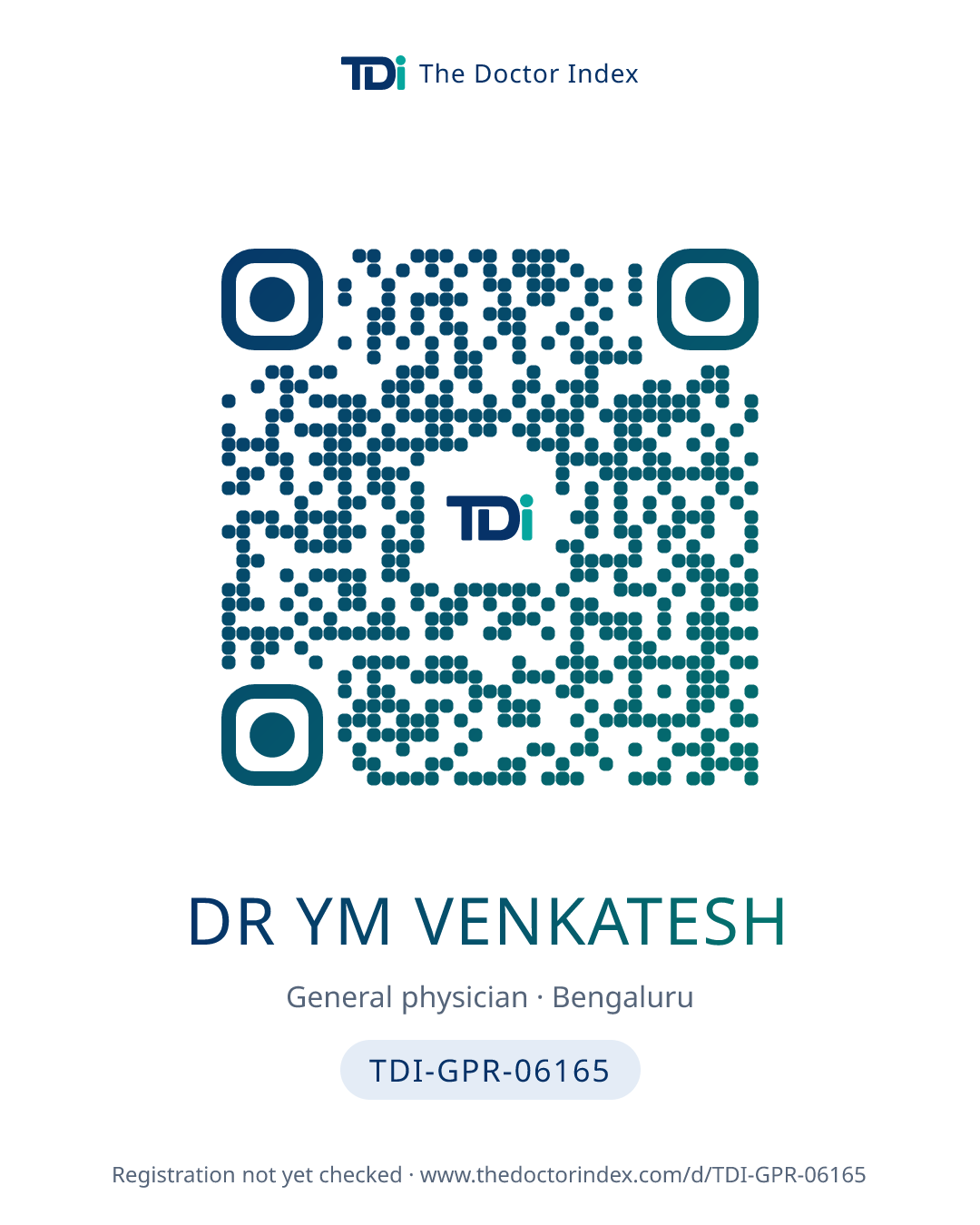 QR card for Dr Ym Venkatesh, TDI-GPR-06165