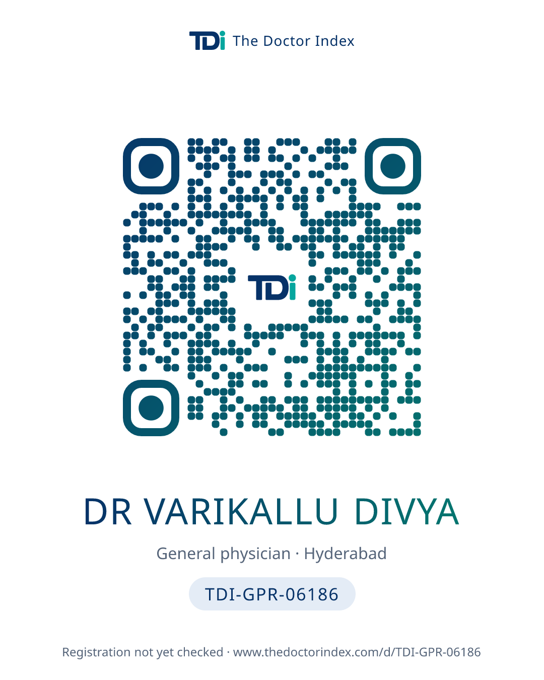 QR card for Dr Varikallu Divya, TDI-GPR-06186