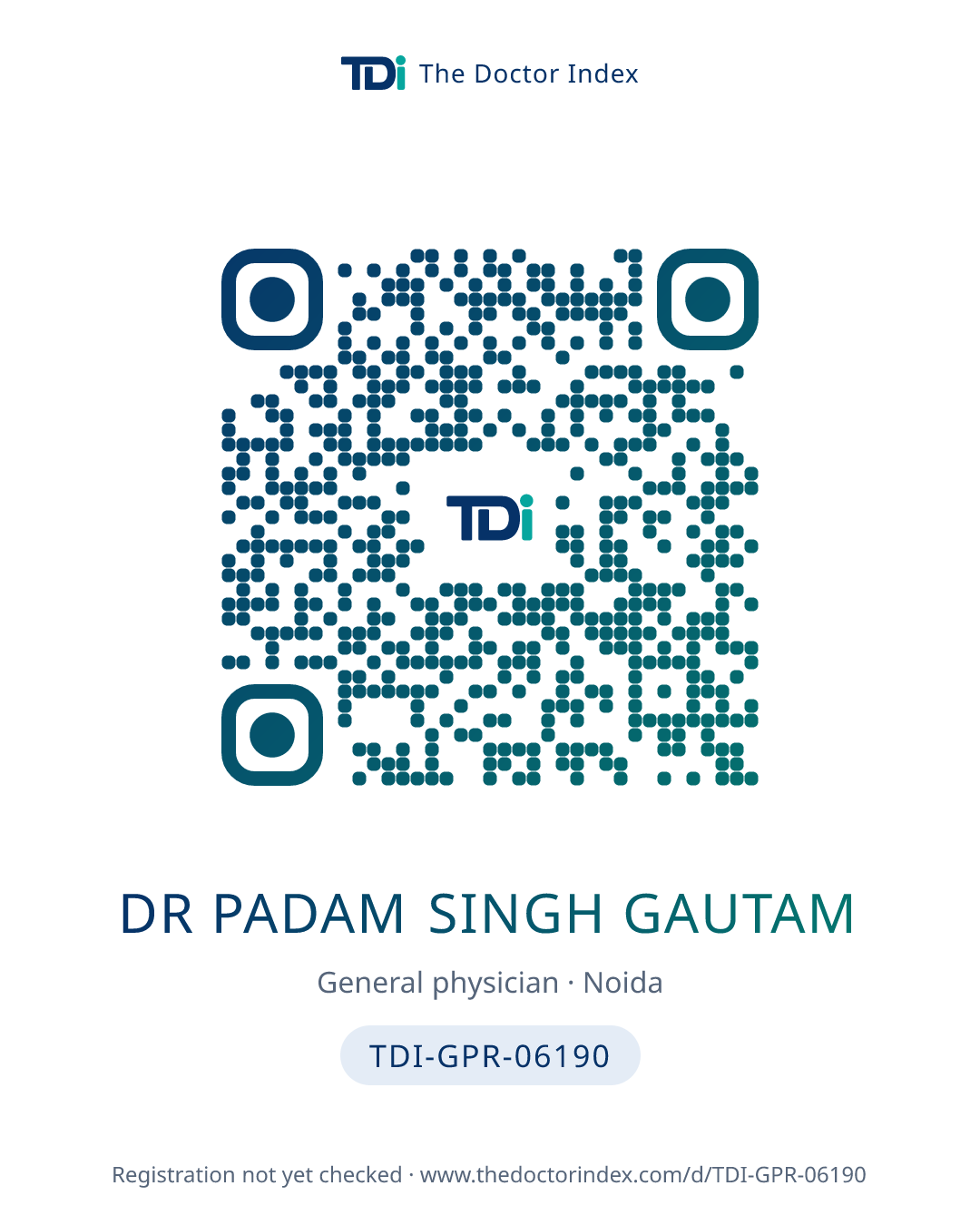 QR card for Dr Padam Singh Gautam, TDI-GPR-06190