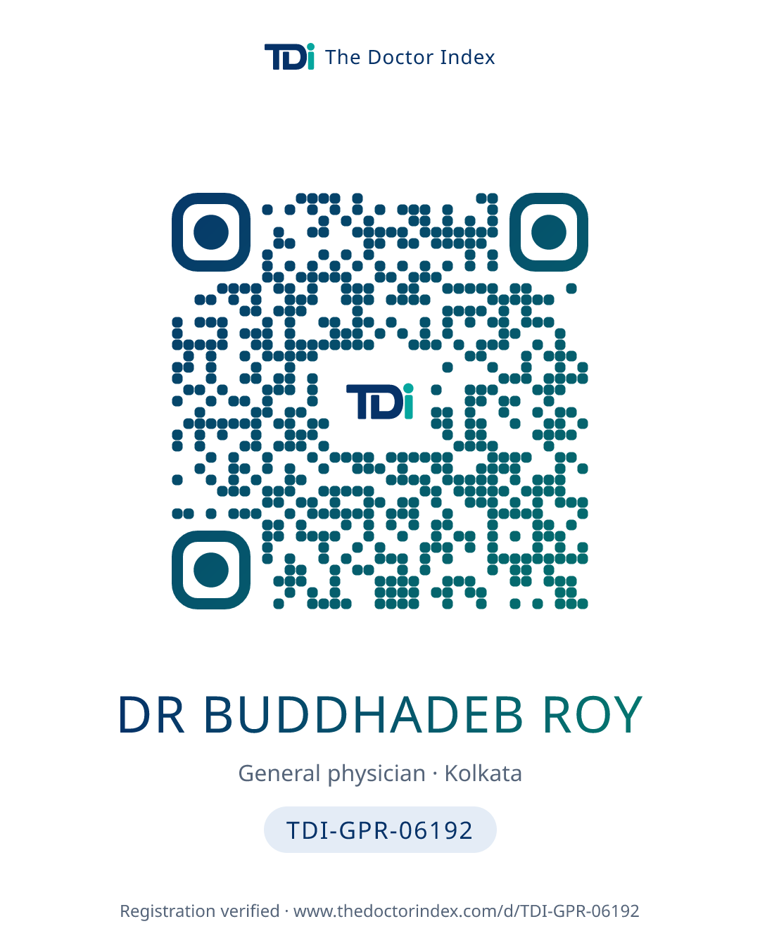 QR card for Dr Buddhadeb Roy, TDI-GPR-06192