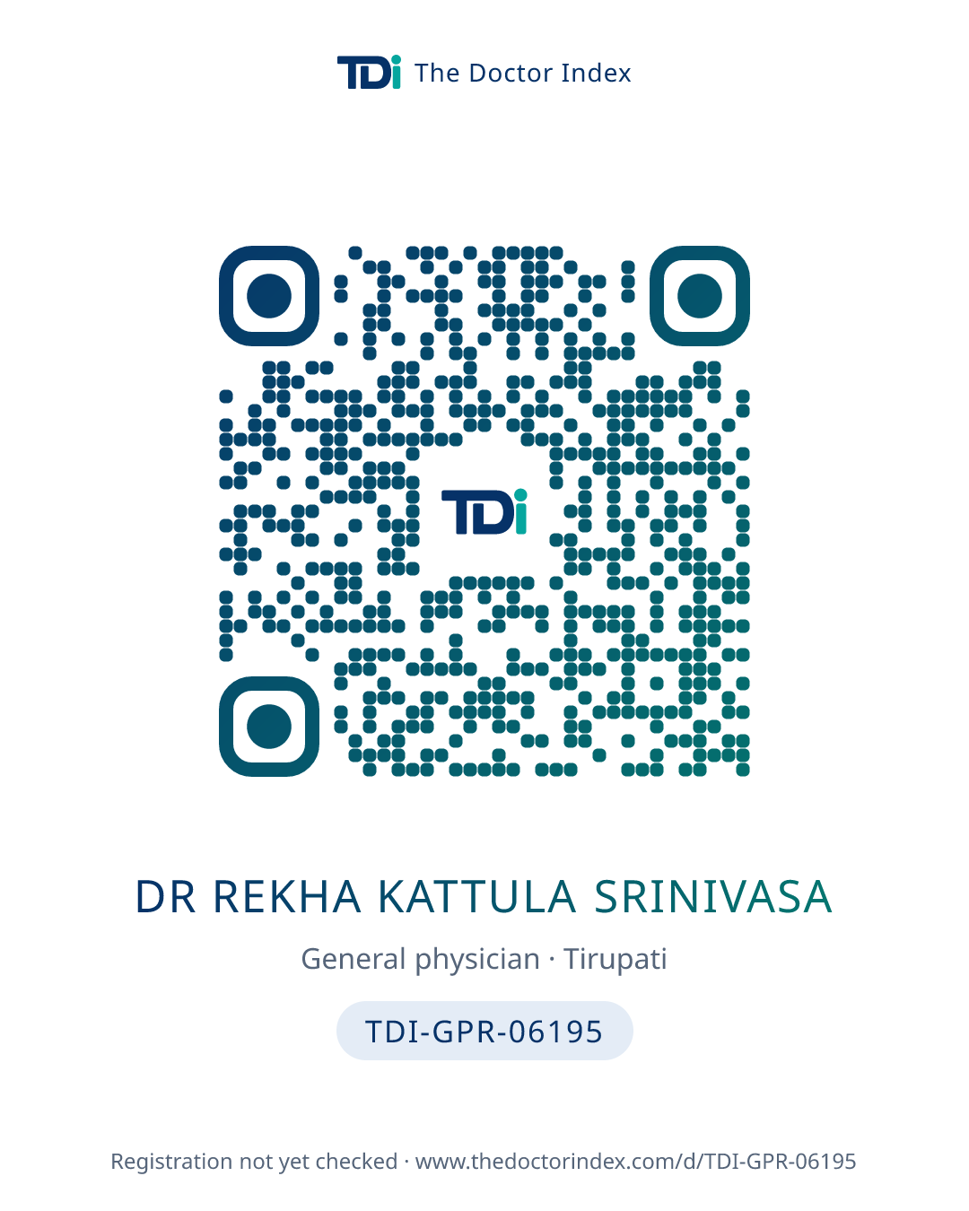 QR card for Dr Rekha Kattula Srinivasa, TDI-GPR-06195