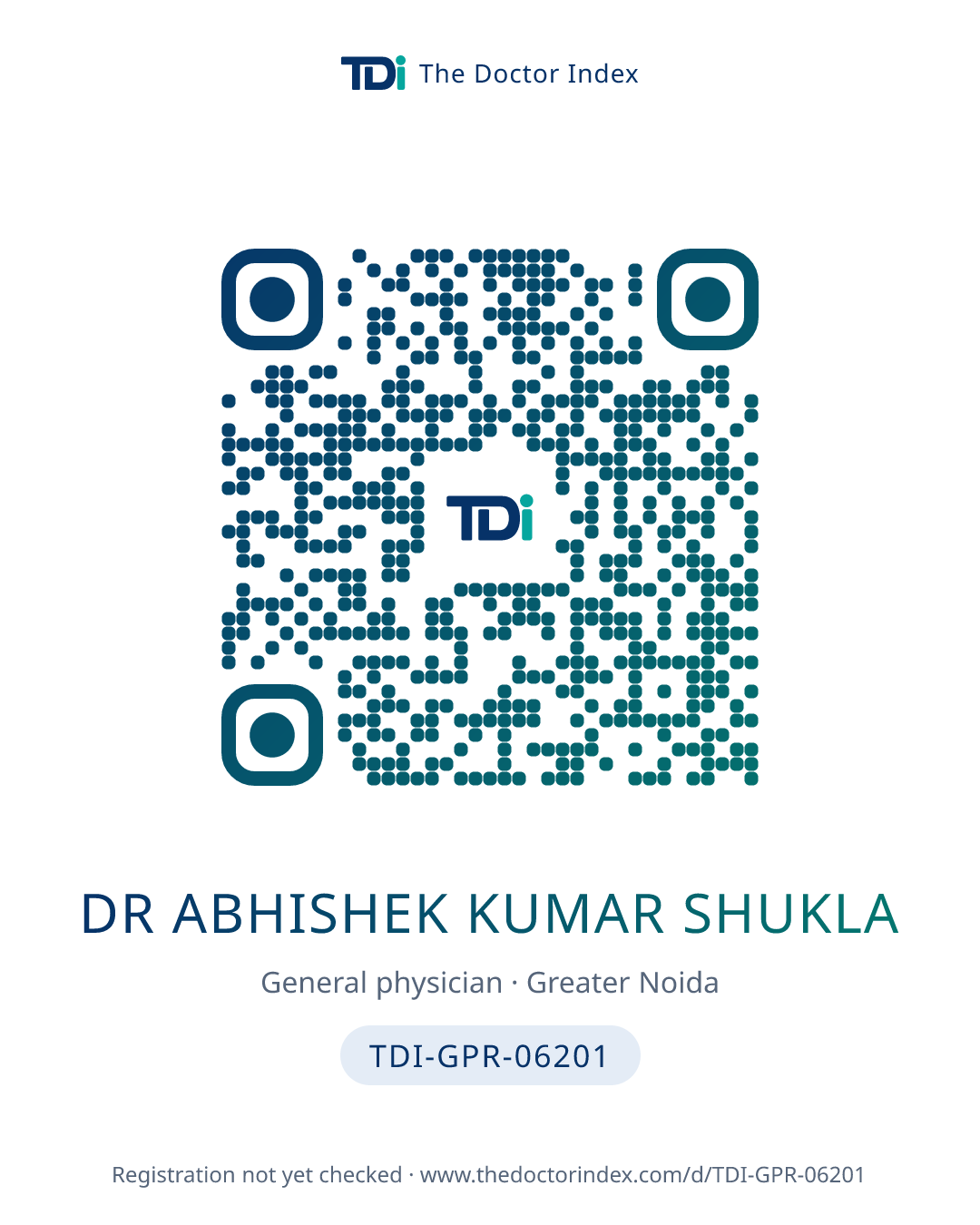 QR card for Dr Abhishek Kumar Shukla, TDI-GPR-06201