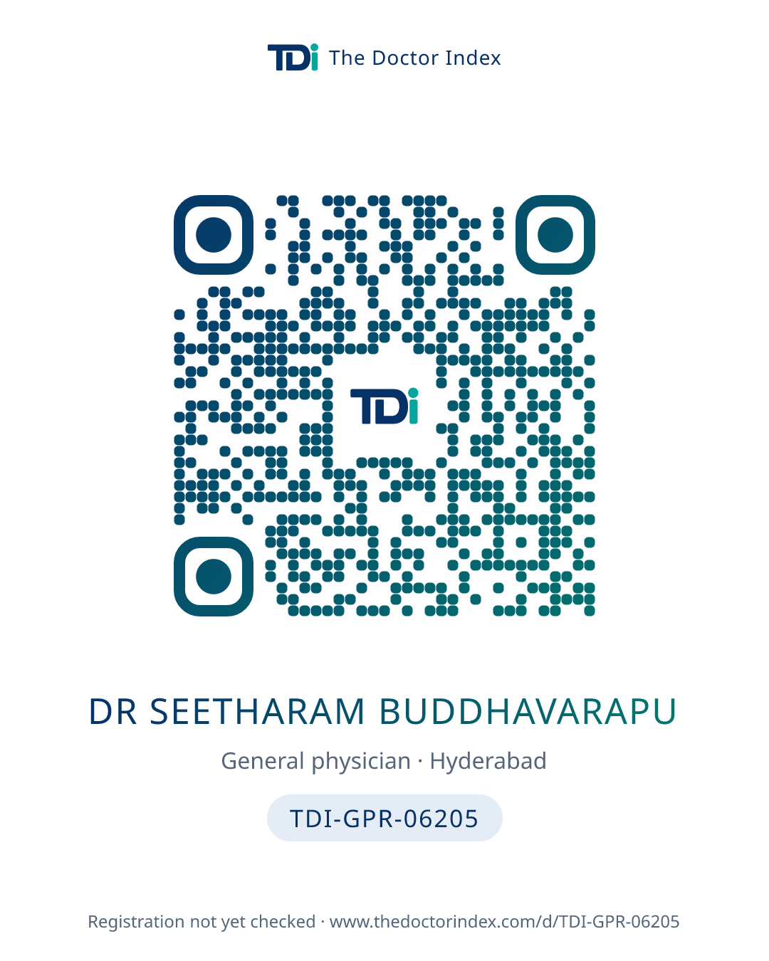 QR card for Dr Seetharam Buddhavarapu, TDI-GPR-06205