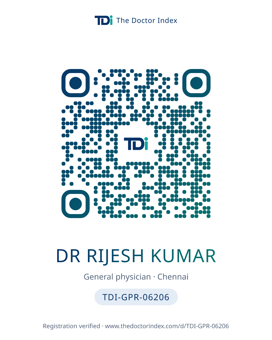 QR card for Dr Rijesh Kumar, TDI-GPR-06206