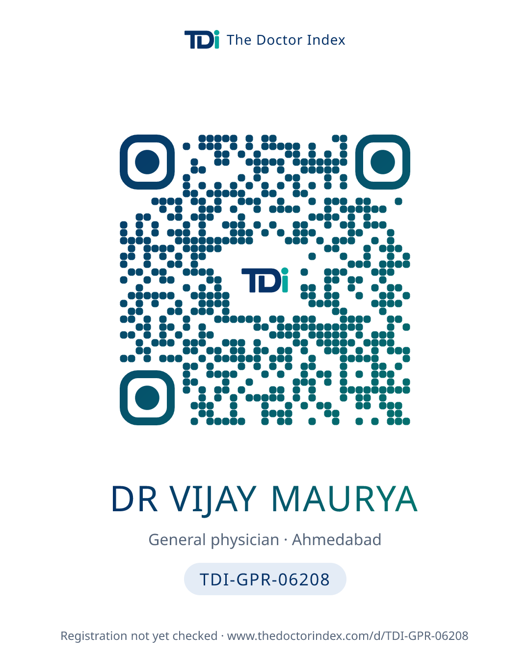 QR card for Dr Vijay Maurya, TDI-GPR-06208