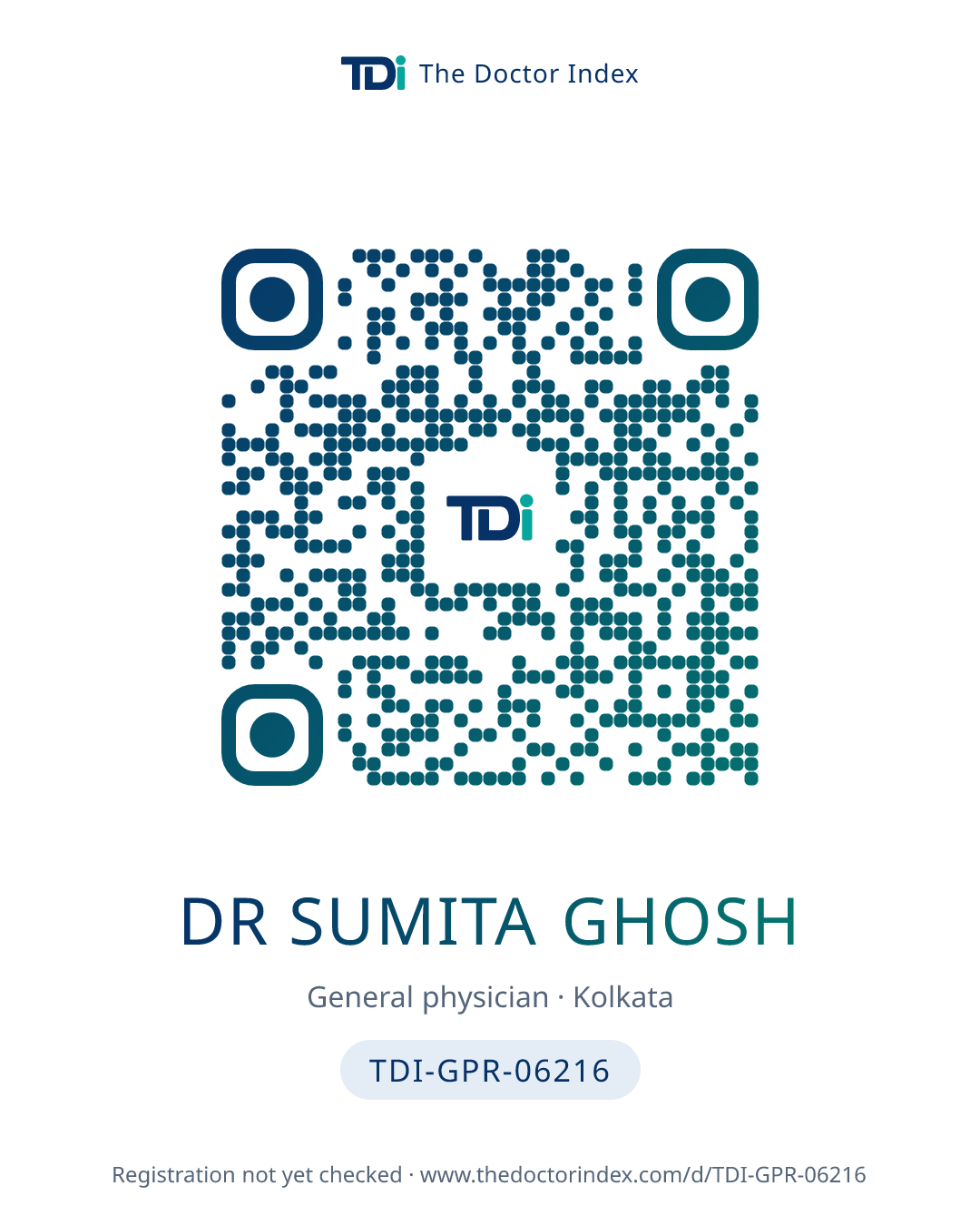 QR card for Dr Sumita Ghosh, TDI-GPR-06216