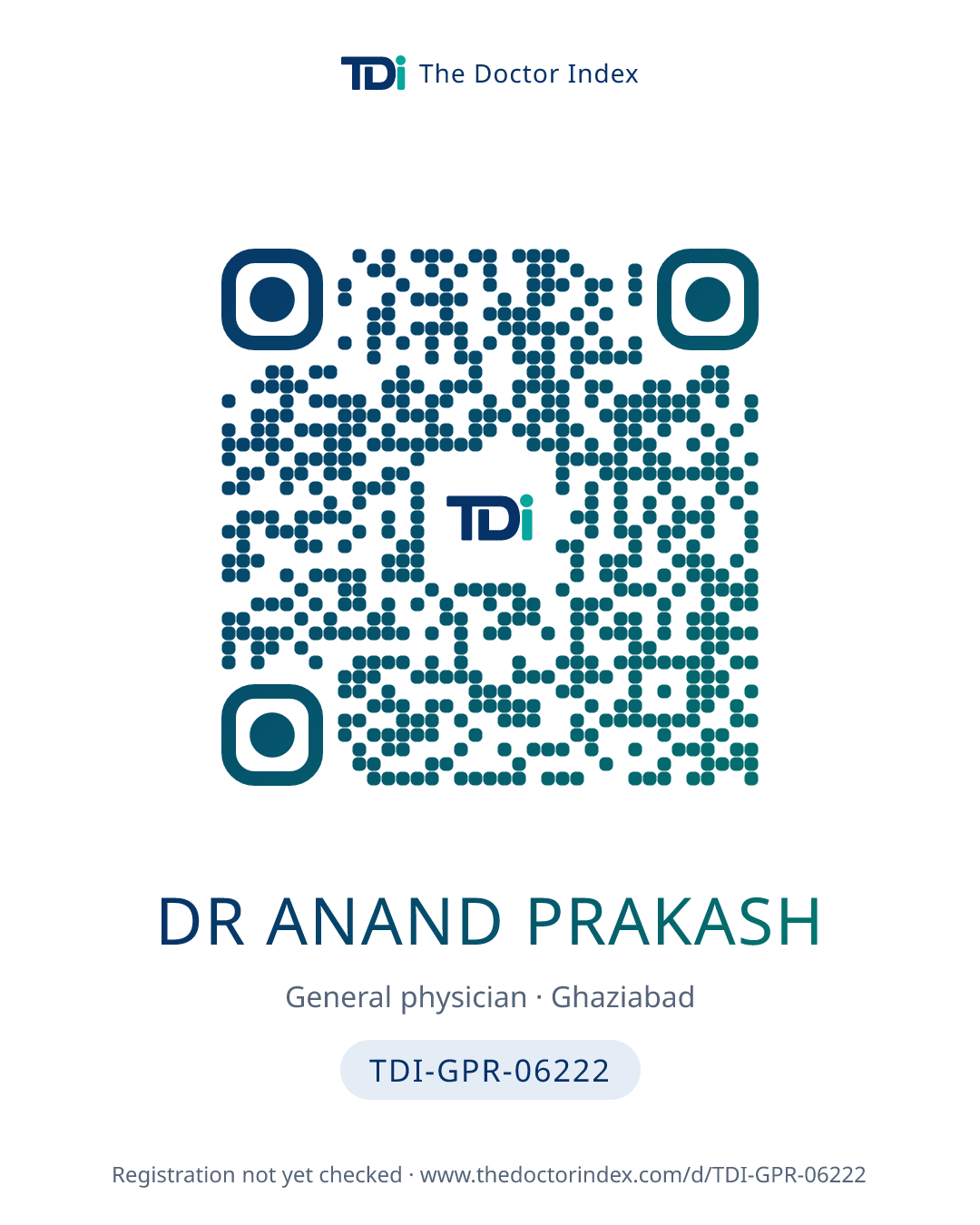 QR card for Dr Anand Prakash, TDI-GPR-06222