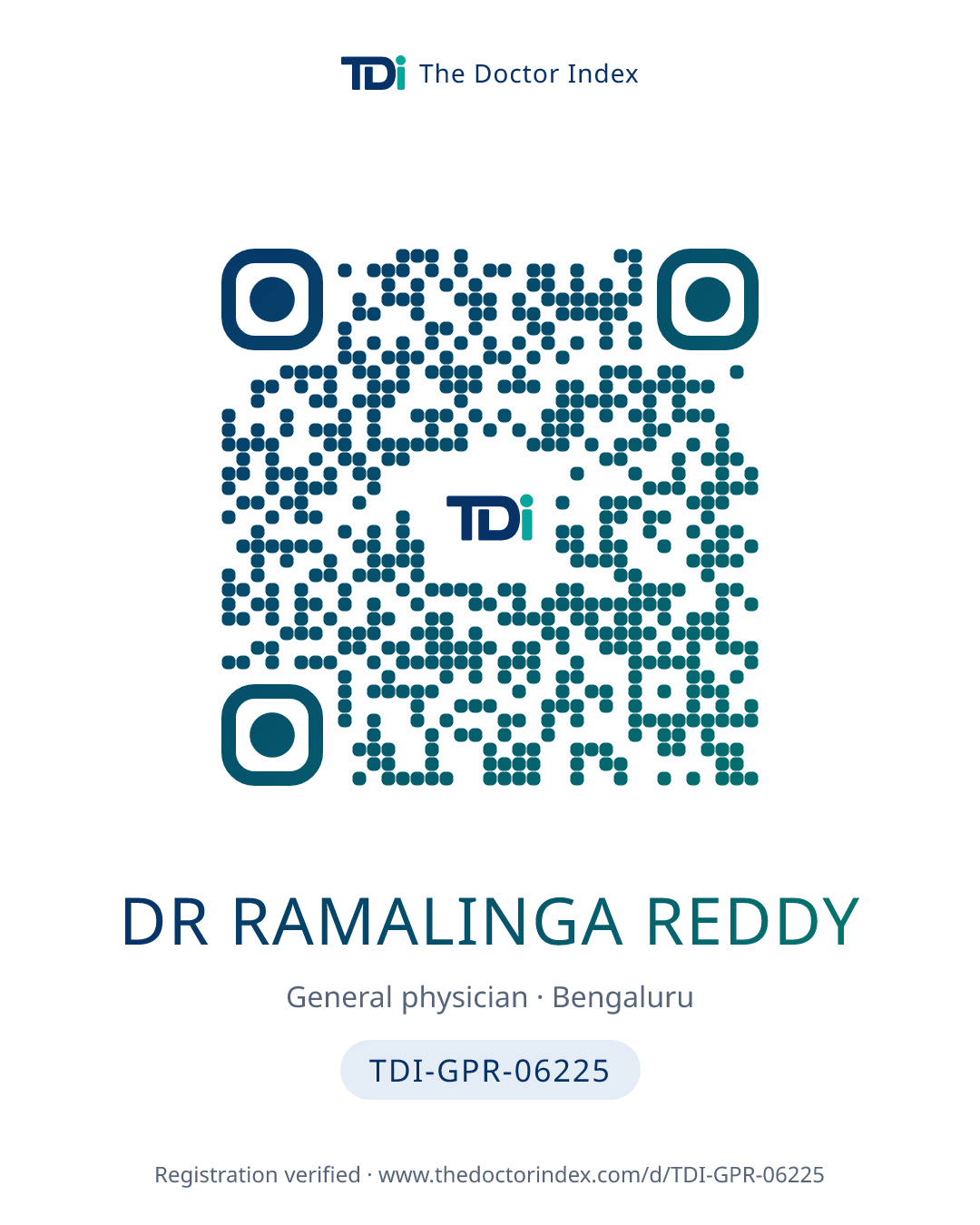 QR card for Dr Ramalinga Reddy, TDI-GPR-06225