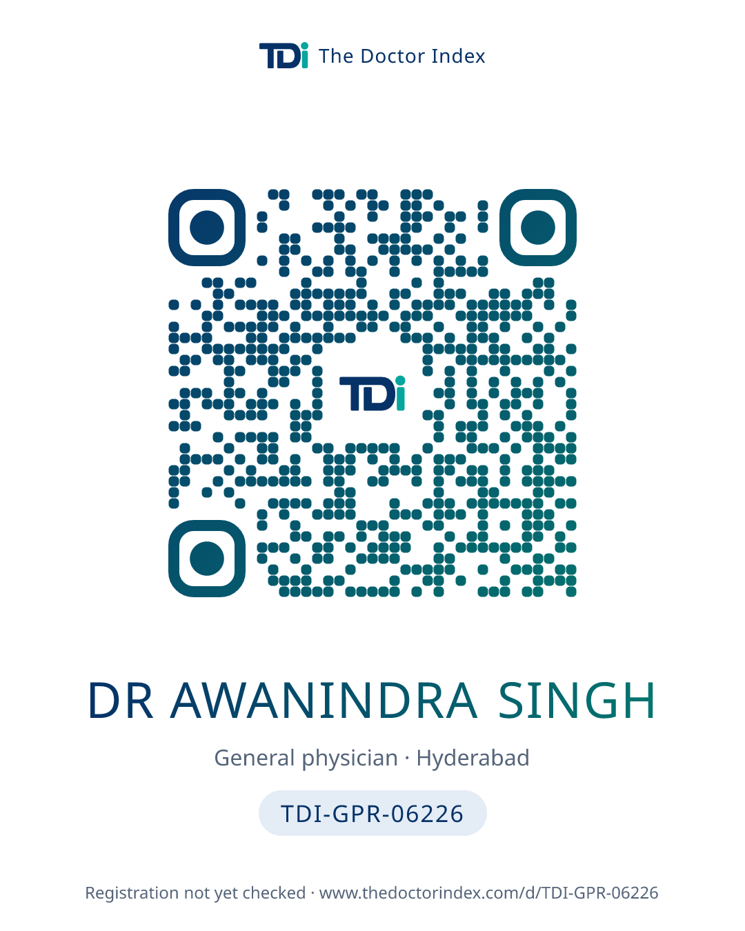 QR card for Dr Awanindra Singh, TDI-GPR-06226
