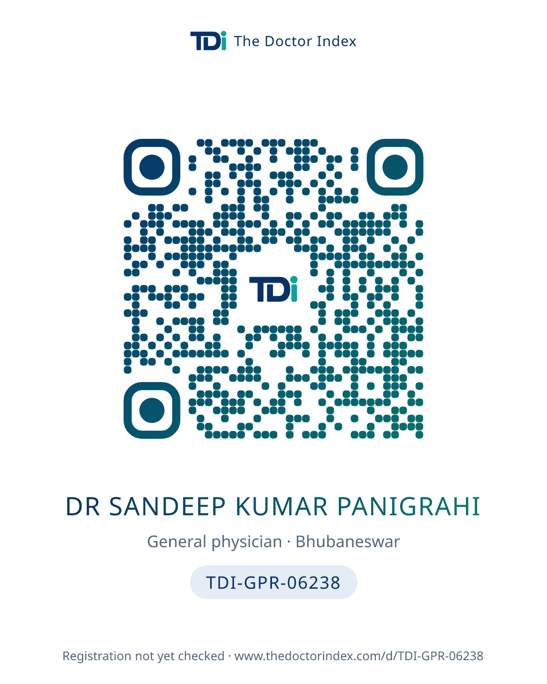 QR card for Dr Sandeep Kumar Panigrahi, TDI-GPR-06238