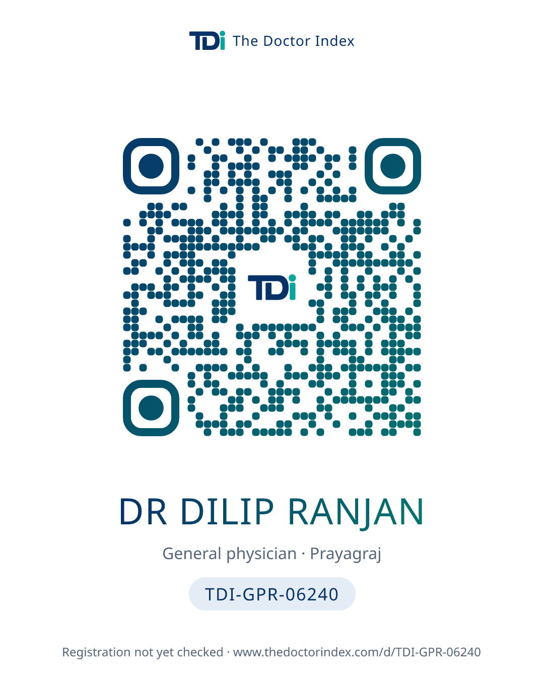 QR card for Dr Dilip Ranjan, TDI-GPR-06240