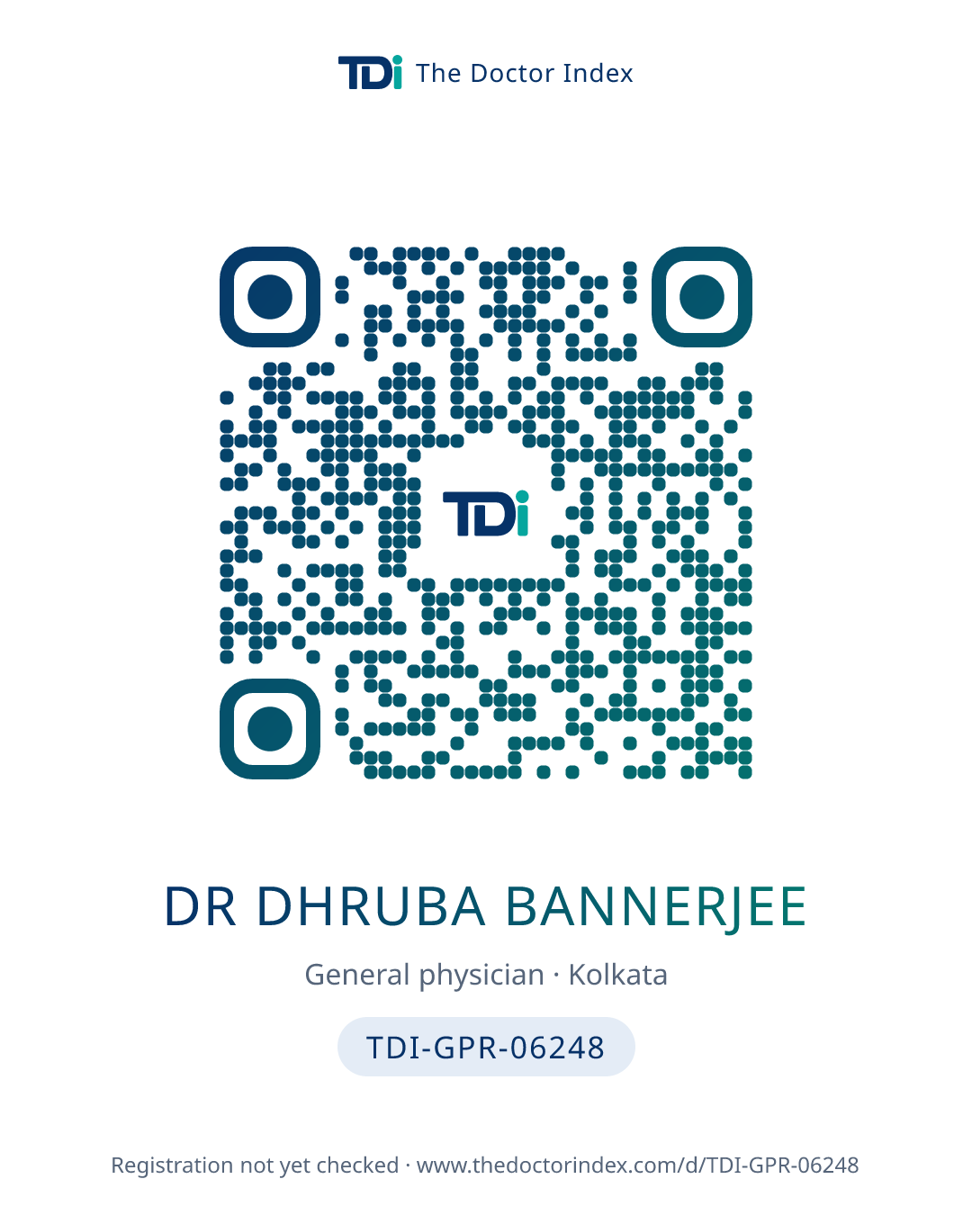 QR card for Dr Dhruba Bannerjee, TDI-GPR-06248