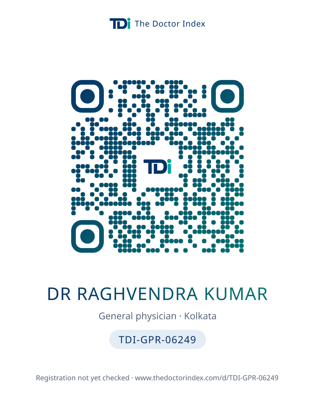 QR card for Dr Raghvendra Kumar, TDI-GPR-06249