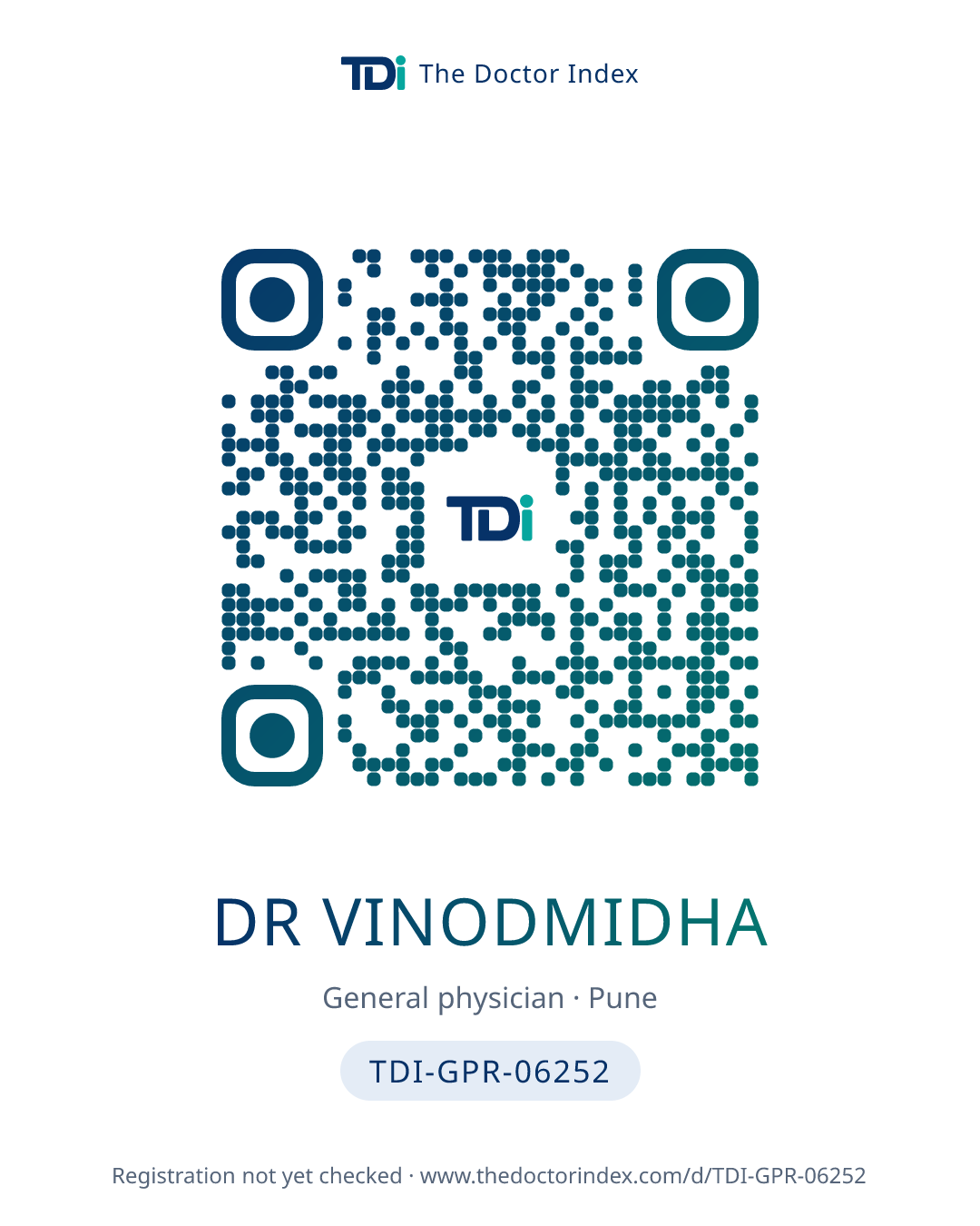 QR card for Dr Vinodmidha, TDI-GPR-06252