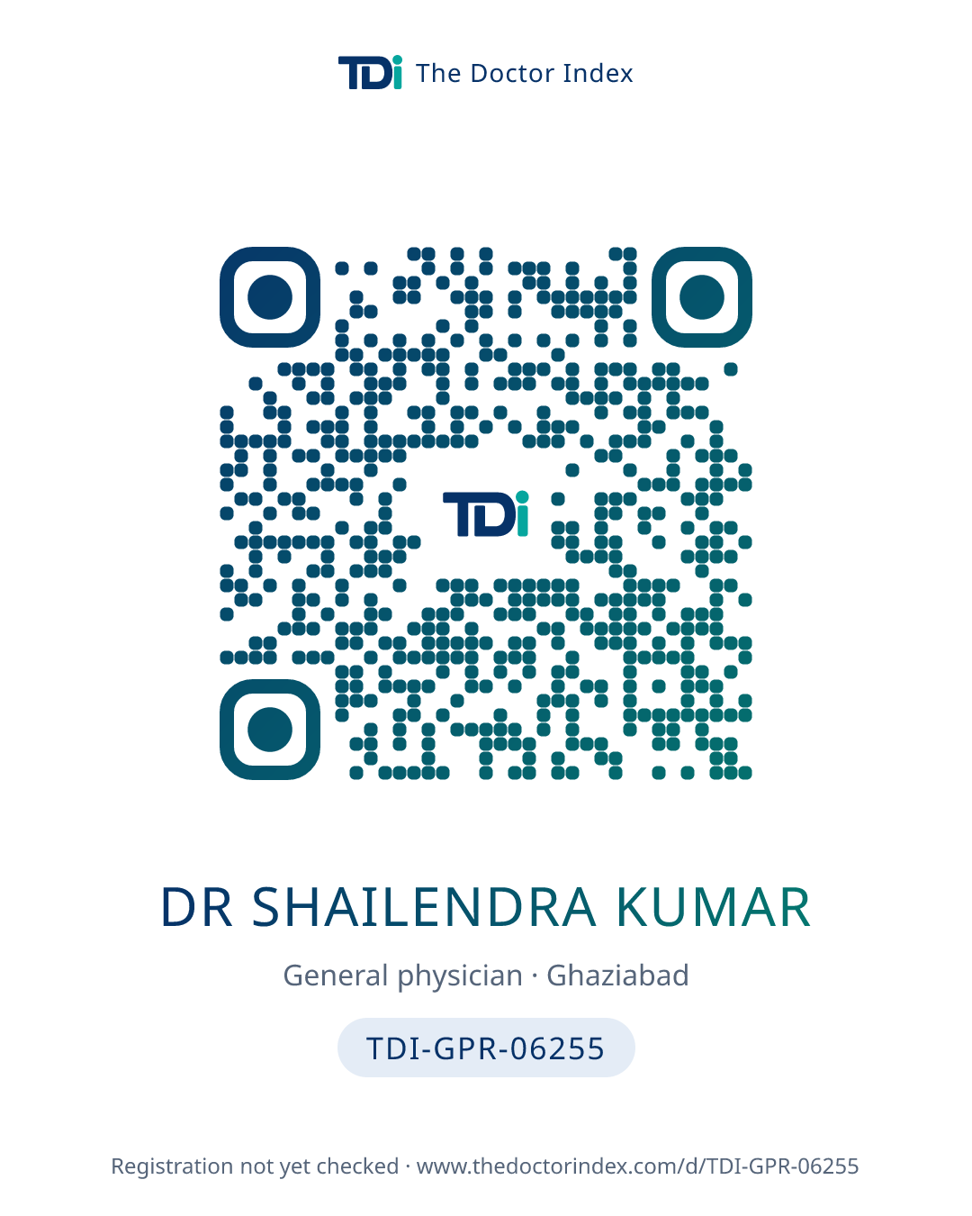 QR card for Dr Shailendra Kumar, TDI-GPR-06255