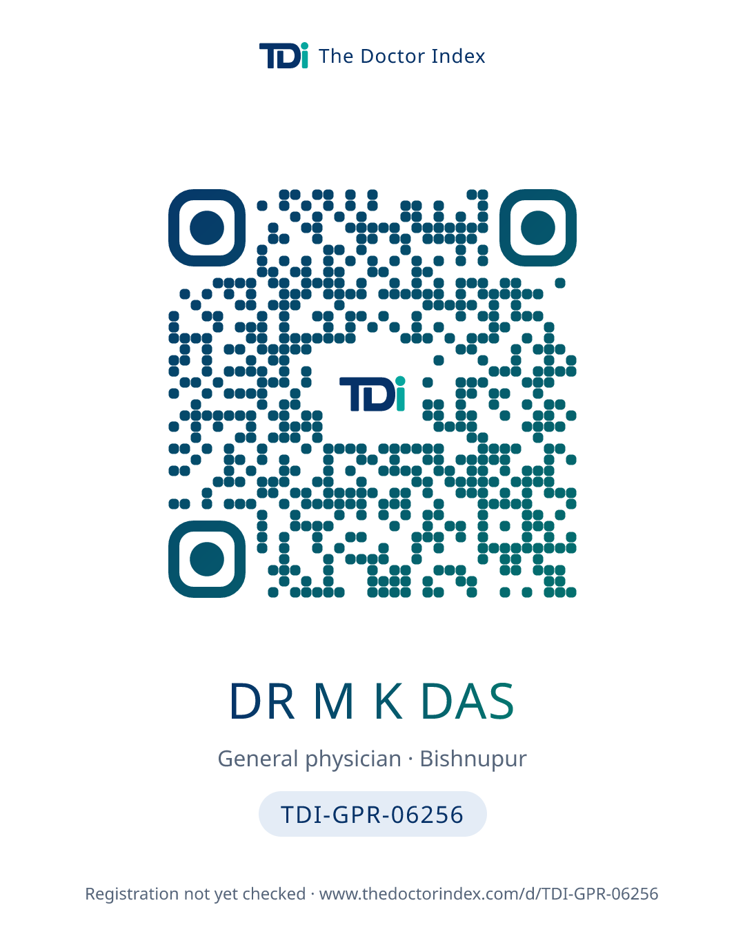 QR card for Dr M K Das, TDI-GPR-06256