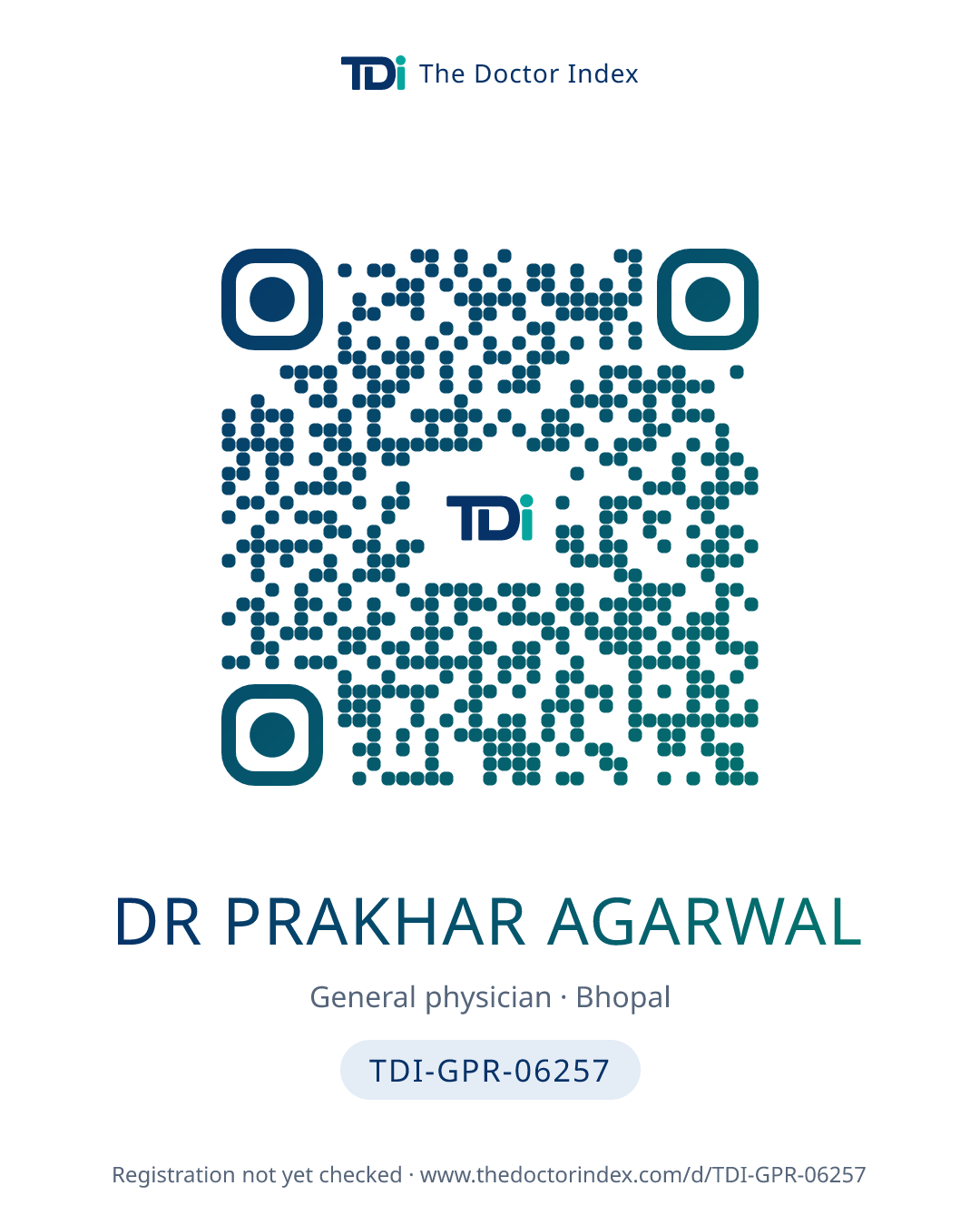 QR card for Dr Prakhar Agarwal, TDI-GPR-06257