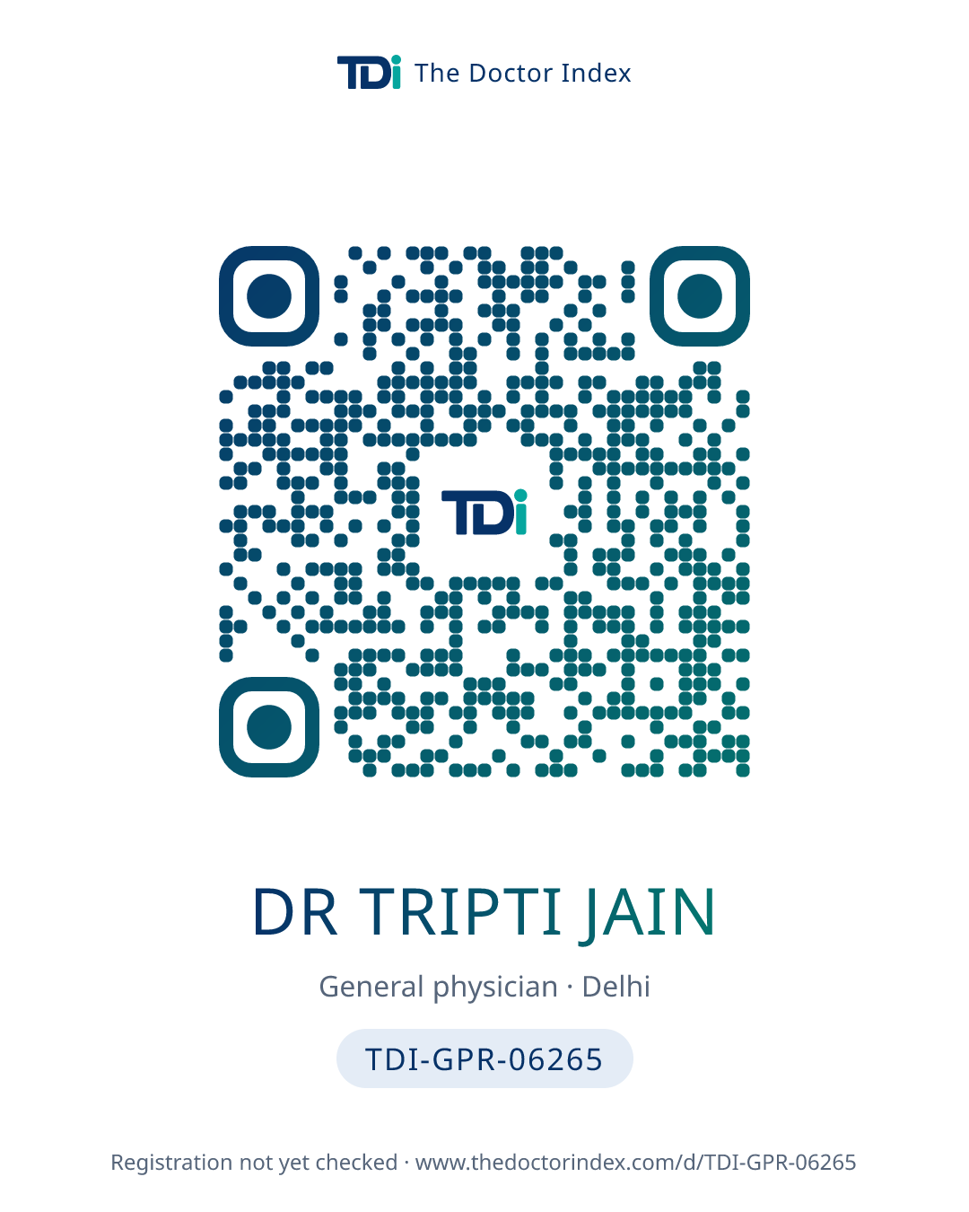 QR card for Dr Tripti Jain, TDI-GPR-06265