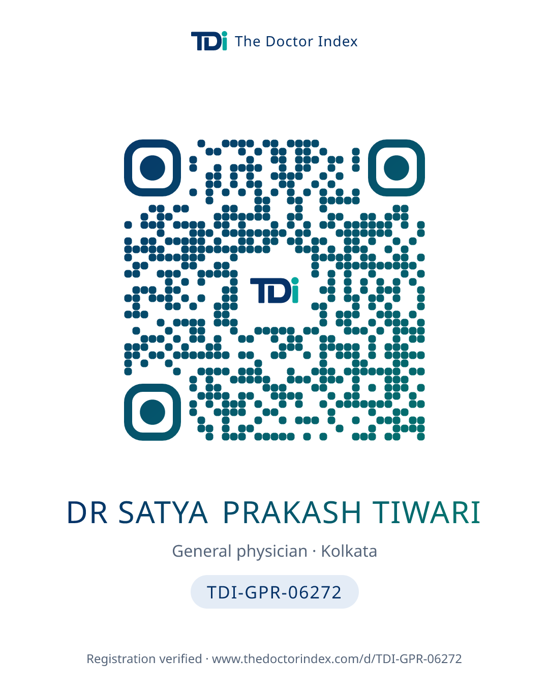 QR card for Dr Satya Prakash Tiwari, TDI-GPR-06272