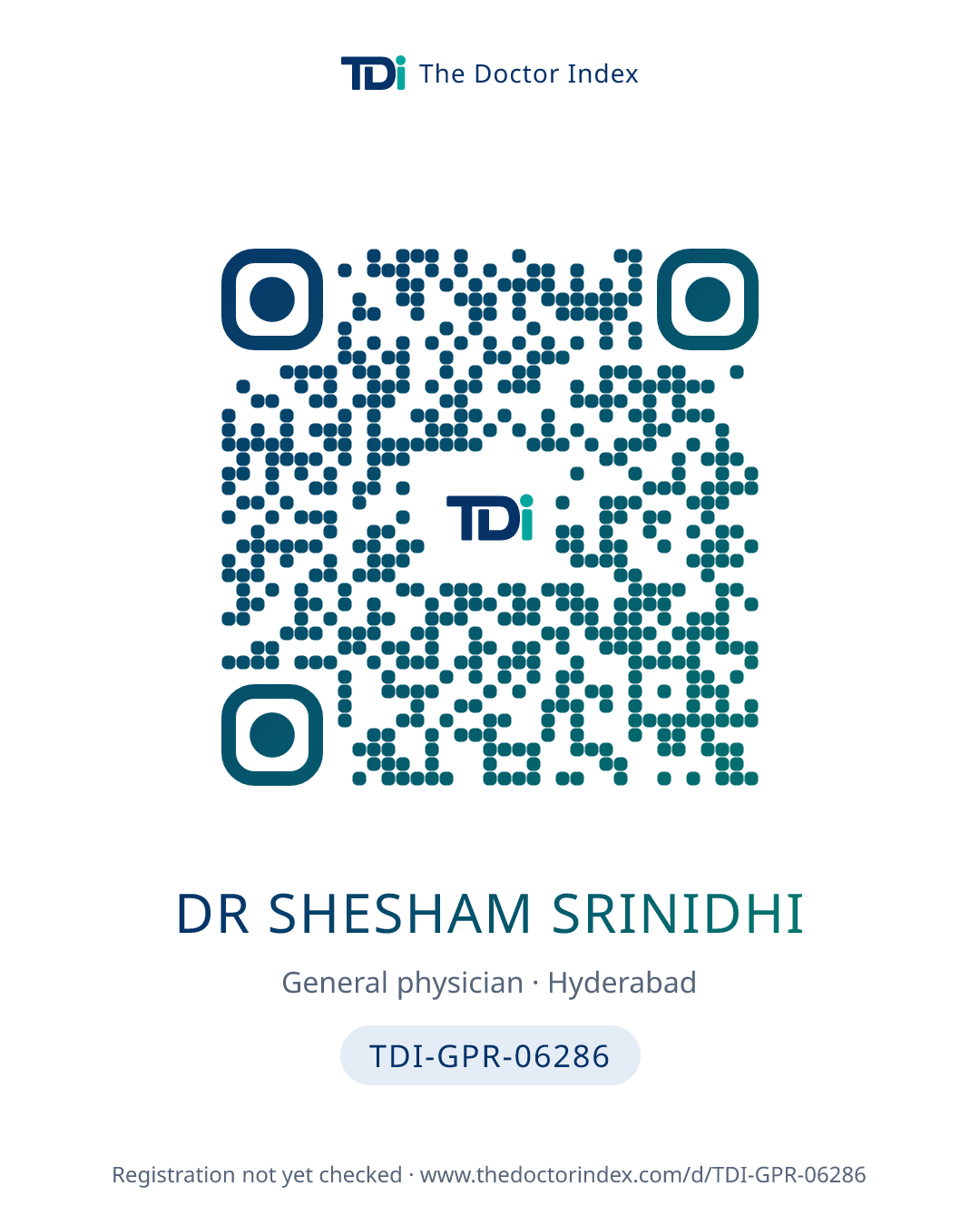 QR card for Dr Shesham Srinidhi, TDI-GPR-06286