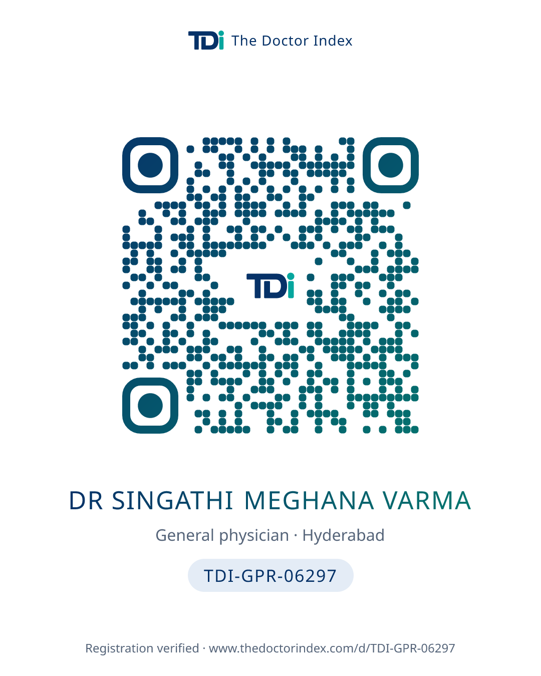 QR card for Dr Singathi Meghana Varma, TDI-GPR-06297