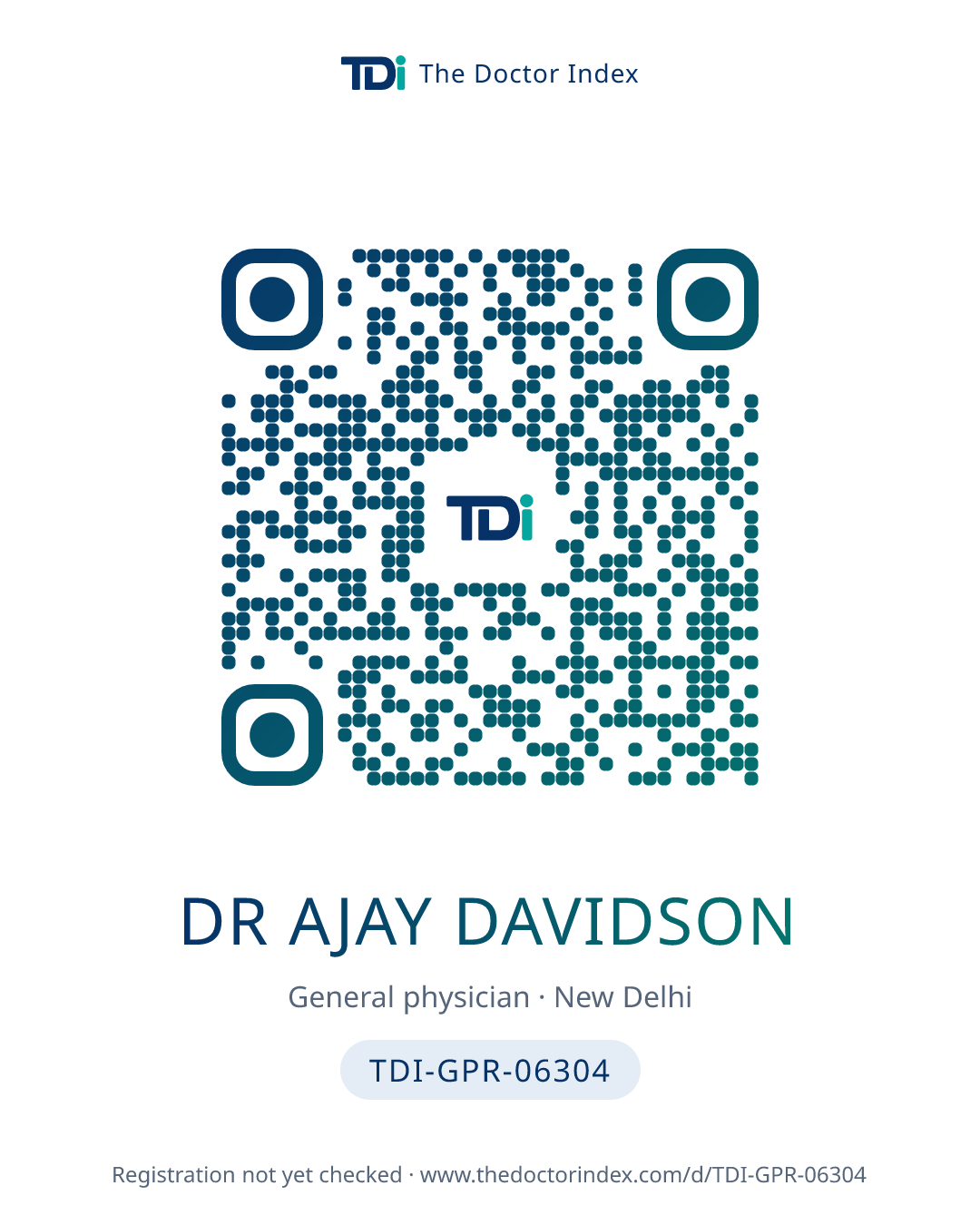 QR card for Dr Ajay Davidson, TDI-GPR-06304