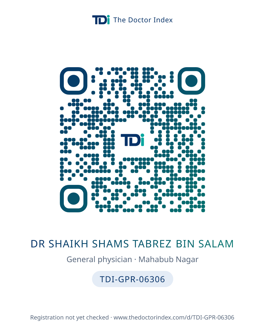 QR card for Dr Shaikh Shams Tabrez Bin Salam, TDI-GPR-06306
